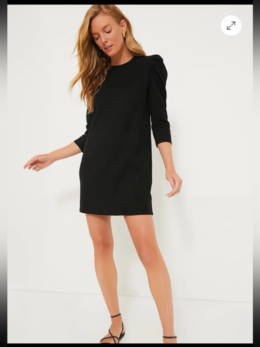 Pomander Place Black Vesty Mini Dress Puff Sleeve Shift Size Medium